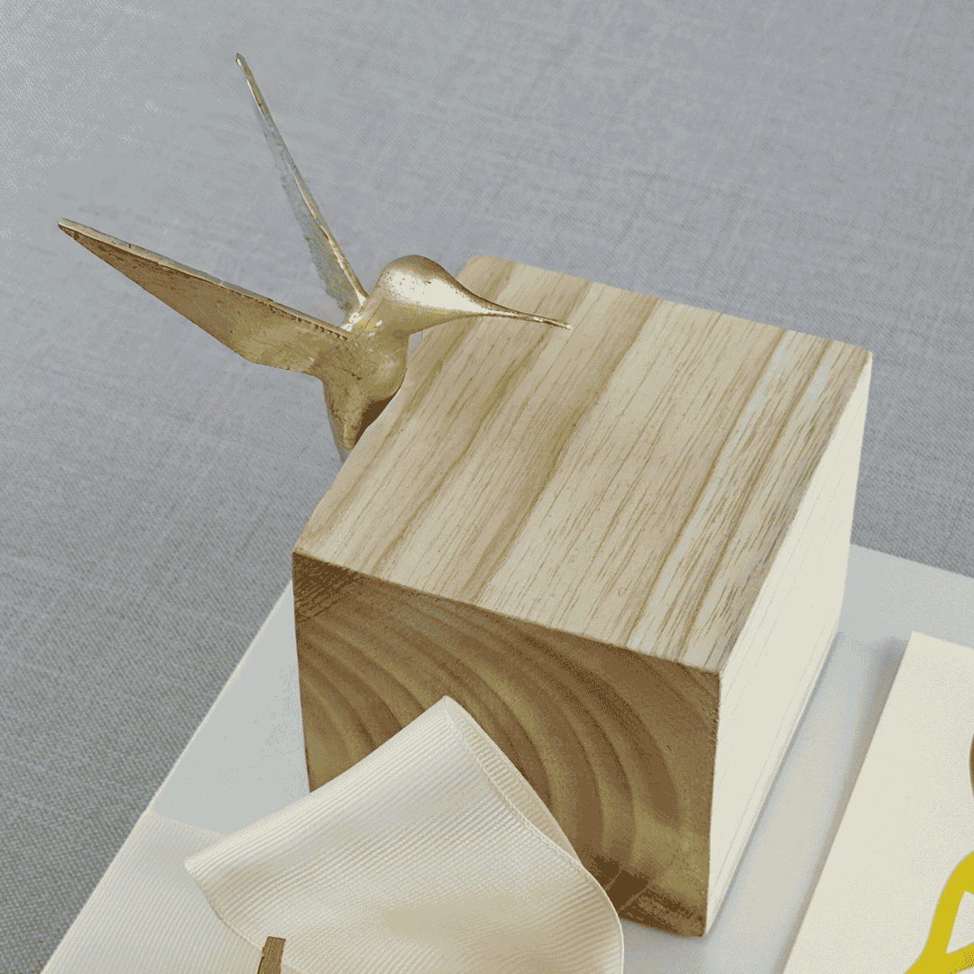 COLIBRÍ DAVIT NAVA CON ALAS DORADAS