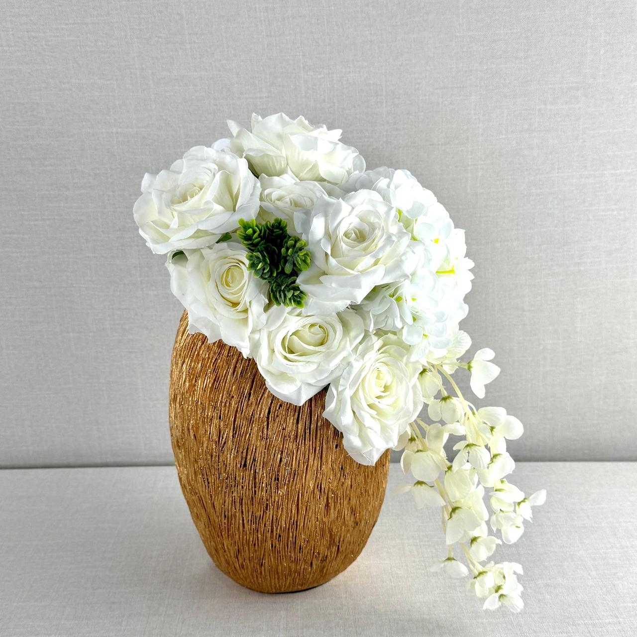 FLORES ARTIFICIALES EN MACETA DORADA - Imagen 3