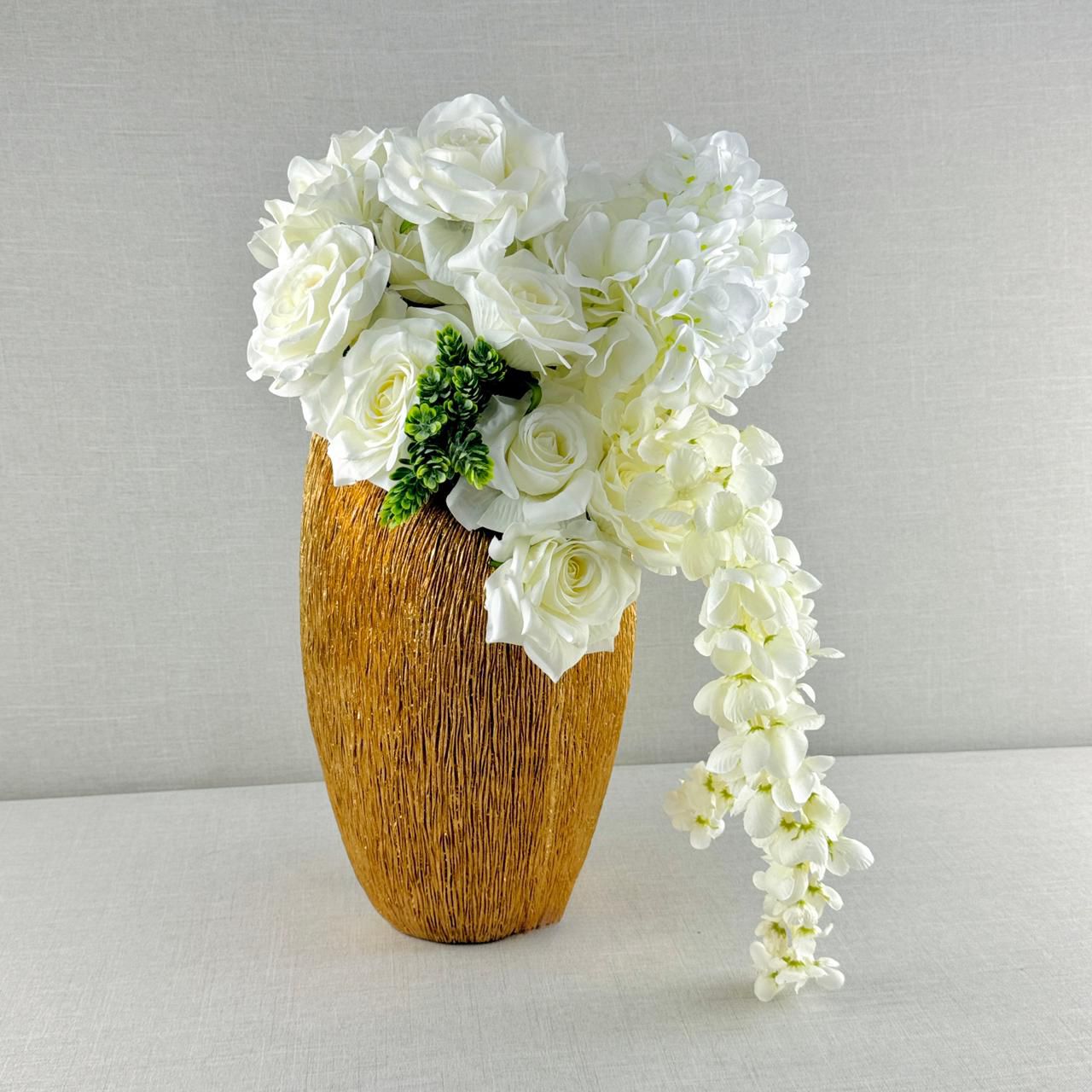 FLORES ARTIFICIALES EN MACETA DORADA - Imagen 4